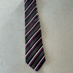 Like new Zanetti Italy Silk Tie purple grey pink stripes